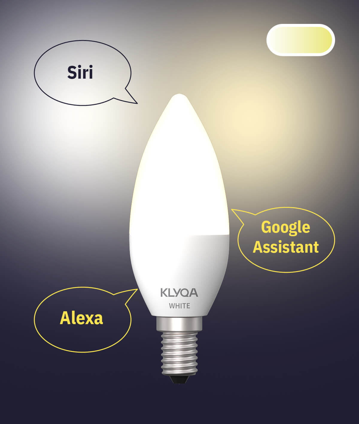 Kerze E14 weiß Alexa, Google Home, Siri